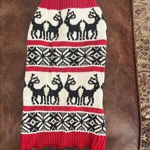 Medium Red and Black Reindeer Knit Dog Sweater